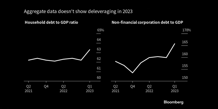 总体数据显示，2023年不会出现去杠杆化 - 行情走势分析 - 股指、黄金、外汇、原油 - 财经图表/统计图表/分析图表/经济指标【GDP-CPI-PMI-非农】 - 彭博社 - Bloomberg - 市场矩阵